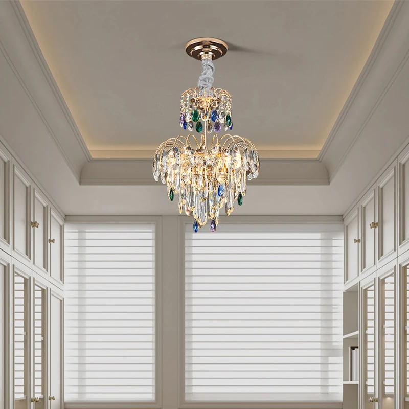 French Luxury Entrance Crystal Chandelier American Nose Lights Villa Corridor Dressing Room Balcony Restaurant Lighting Fixtures