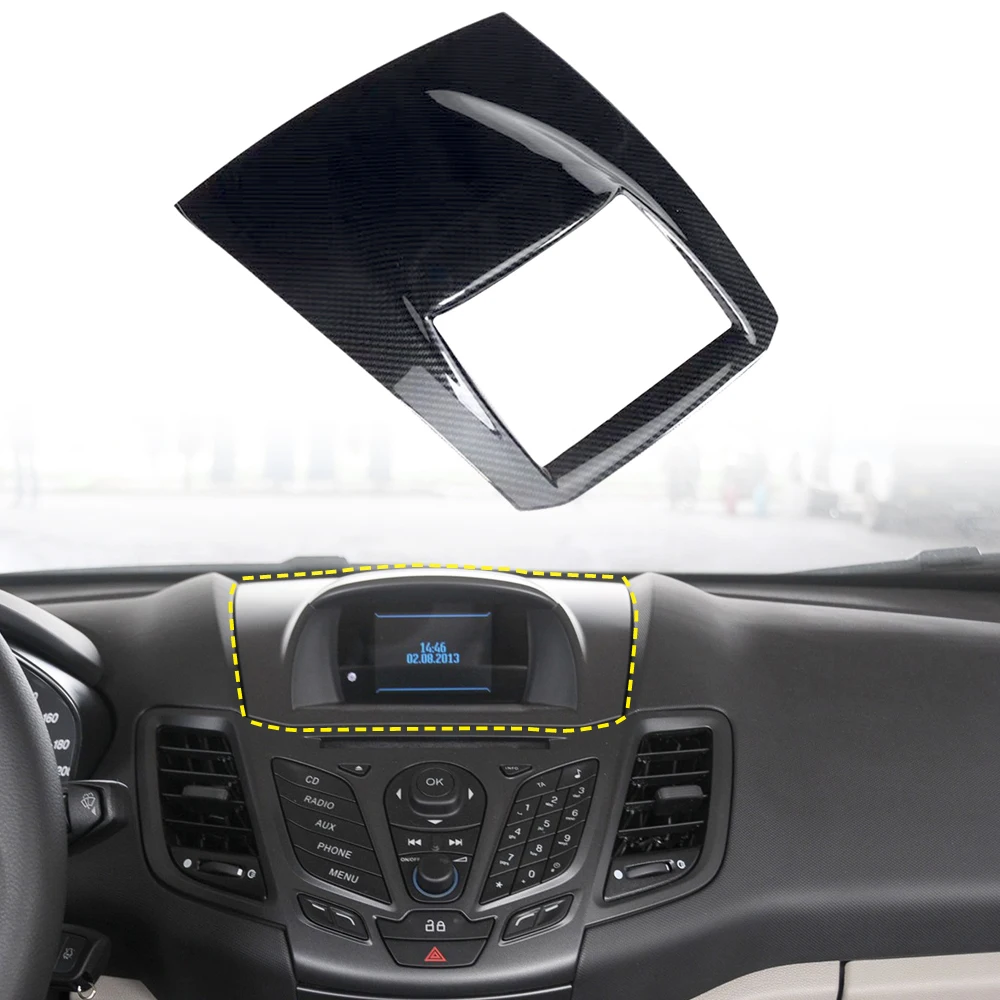 For Ford Fiesta 2008-2016 Car Accessories ABS Plastic Carbon Center Control Dashboard Cover Trim 1pcs