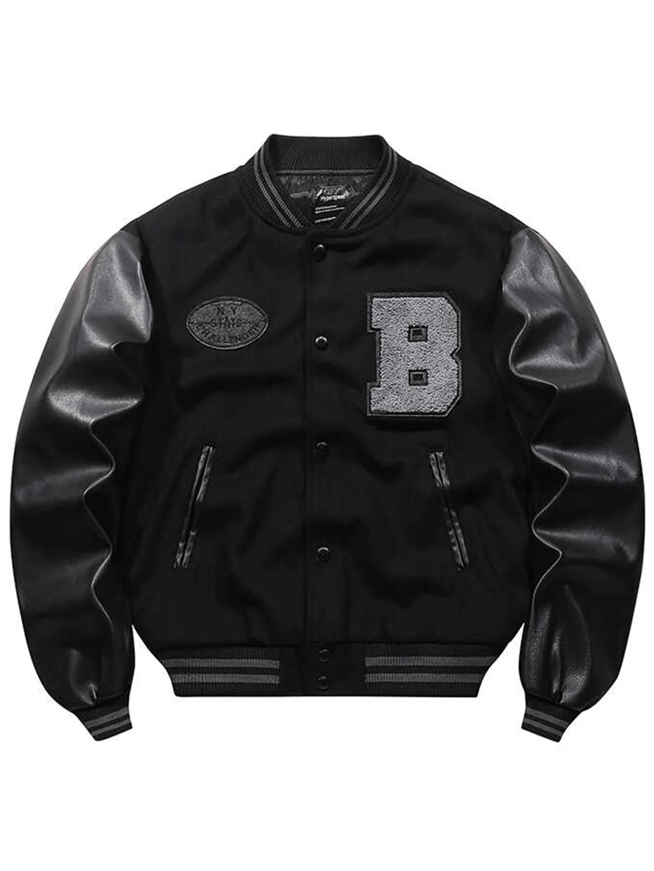 Men's Stylish Varsity Jacket, Button-Up Baseball Jacket With Fancy Embroidered Design & Pockets, Comfortable Fit Outerwear