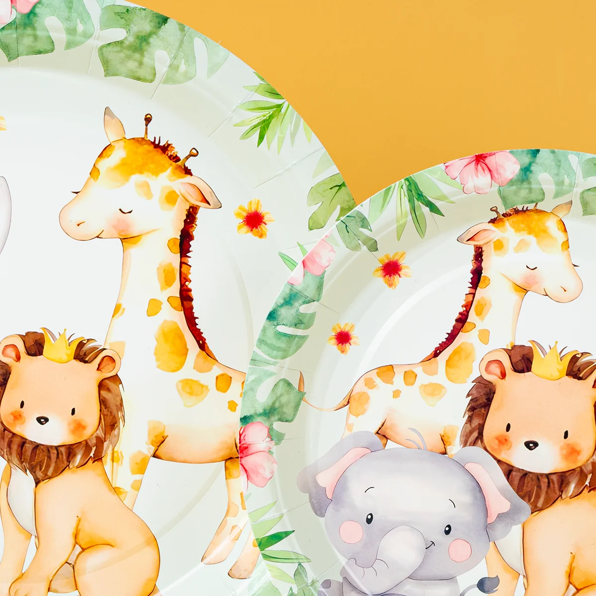 Jungle Safari Animal Paper Plates Disposable Dinner Plates Lion Giraffe Elephant Wild Themed Birthday Party Decor - view 3