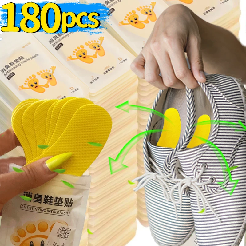 12/180Pcs Antibacterial Shoes Deodorant Sticker Fresh Lemon Smell Sneaker Aroma Insole Sterilization Peach Aromatic Sticker