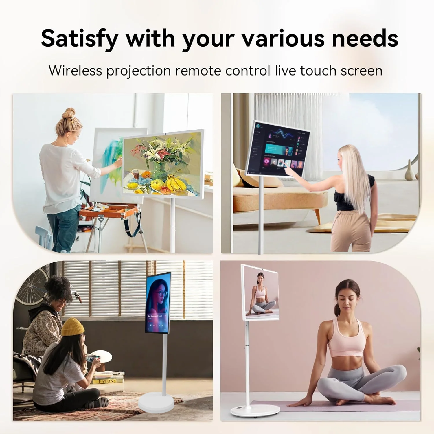 أفضل شاشة تلفزيون محمولة بنظام التشغيل Android مقاس 32 بوصة تعمل باللمس، شاشة تلفزيون ذكية للإلكترونيات البيضاء مع شاشة عرض إعلانات للكاميرا وشاشة LCD