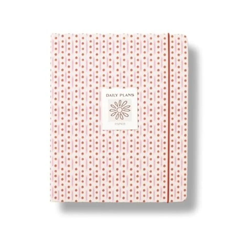 

16-Week Undated Planner Ikat Stripe Fabric Hardcover Write Lists Notes Goals Habits Tasks Dates Ideas Meetings Appointments Per