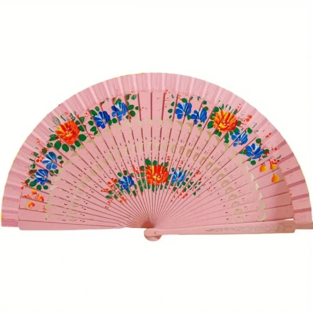 Ornament Folding Fan Wood DIY Exquisite Floral Study Compact Crafts Handheld Handmade Home Decoration Lightweight