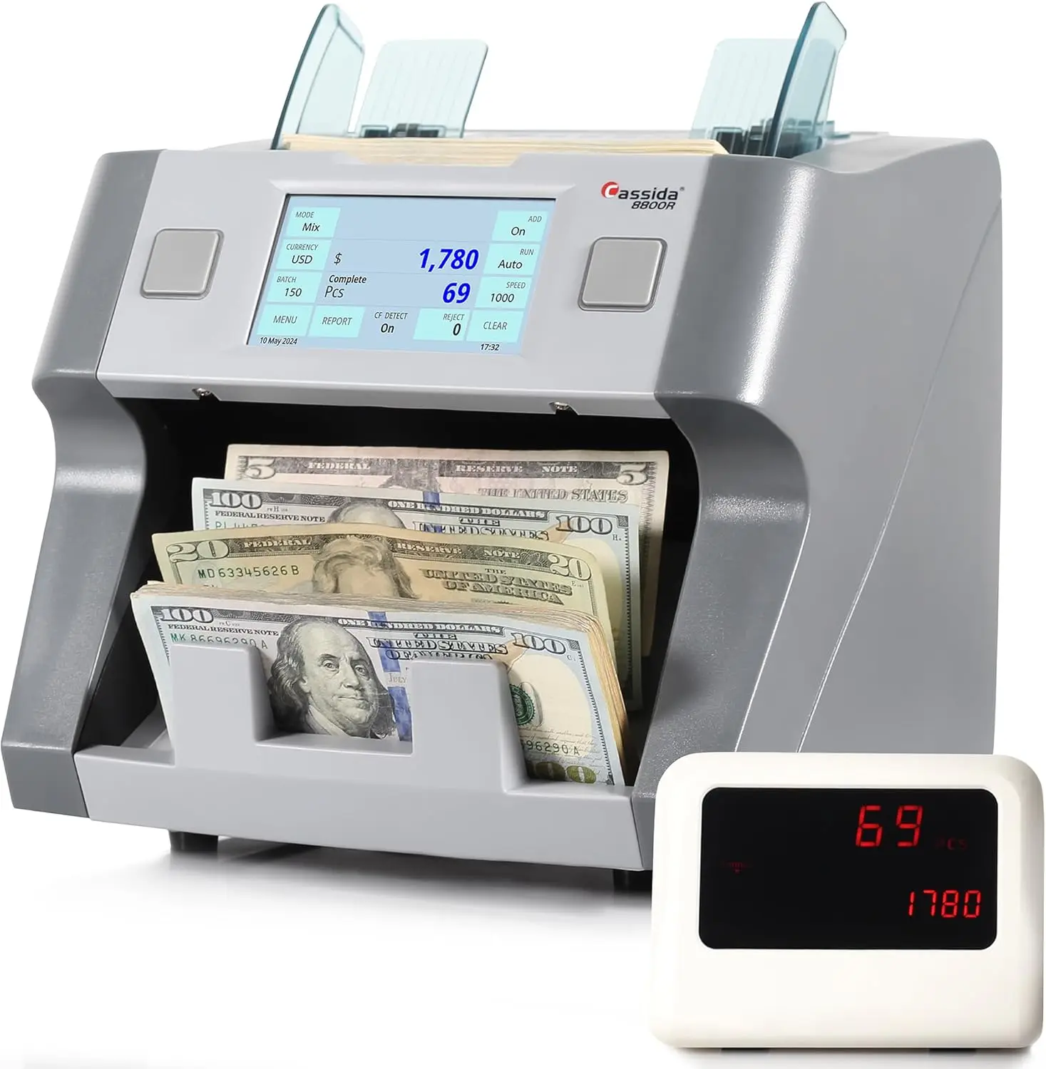 

Premium Bank-Grade Money Counter with Advanced Counterfeit Detection, Multi-Currency, 3-Year Warranty, External Display, Printing Enabled