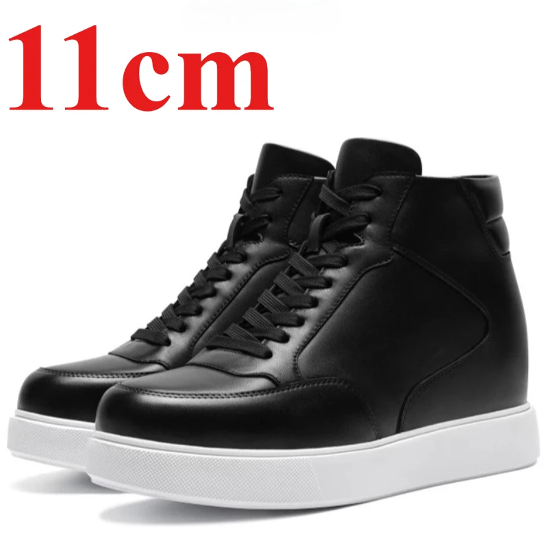 Invisible Height-increasing Shoes 11cm Men's Casual Elevator Shoes Comfortable Breathable Genuine Leather Middle Help Board Shoe
