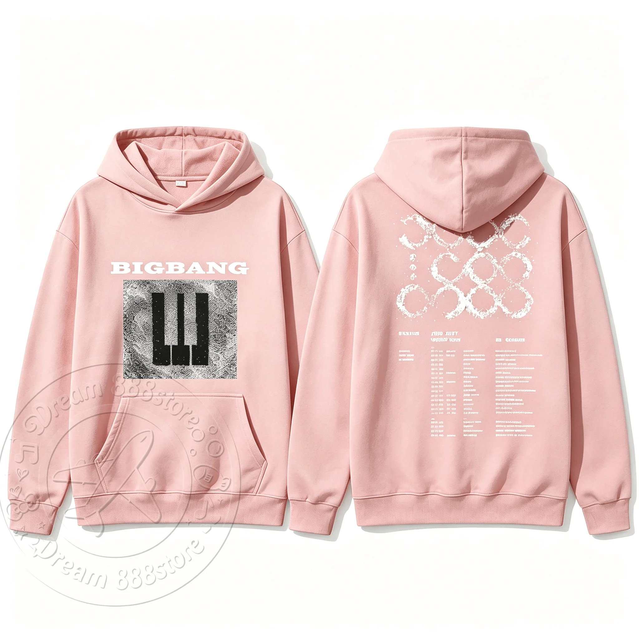2026 BIGBANG 20. Jubiläums-Konzert Hoodie mit beidseitigem Tour-Liste-Druck, Unisex, Oversized, locker, lässig, Kpop Kapuzenpullover – Detail 8