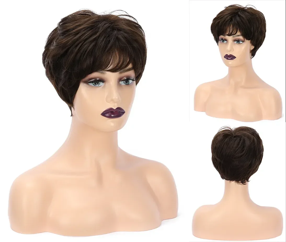 Stylish Women\'s Short dark brown Cosplay Full Hair Wig