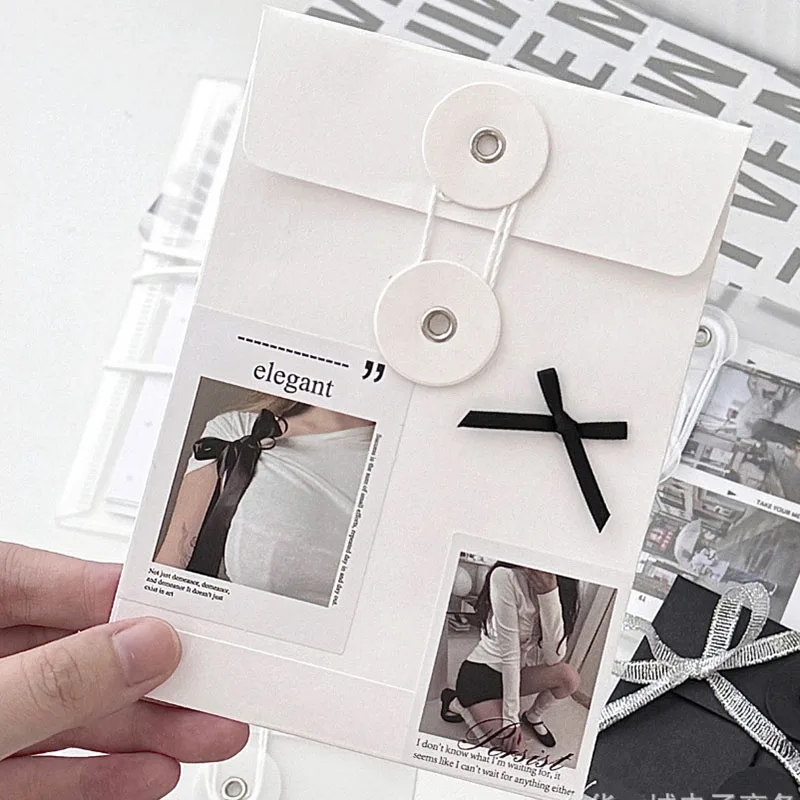 20PCS Classical Pink White Black Kraft Blank Mini Paper Rope Buckle Envelopes Wedding Invitation Envelope DIY Gift Envelope