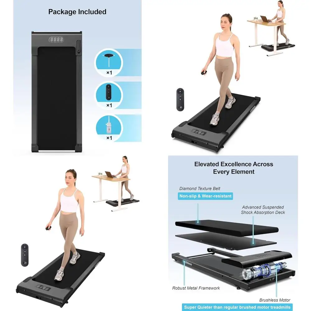

Compact Desk Treadmill for Home & Office, Quiet Motorized Walking to Jogging Machine with Remote