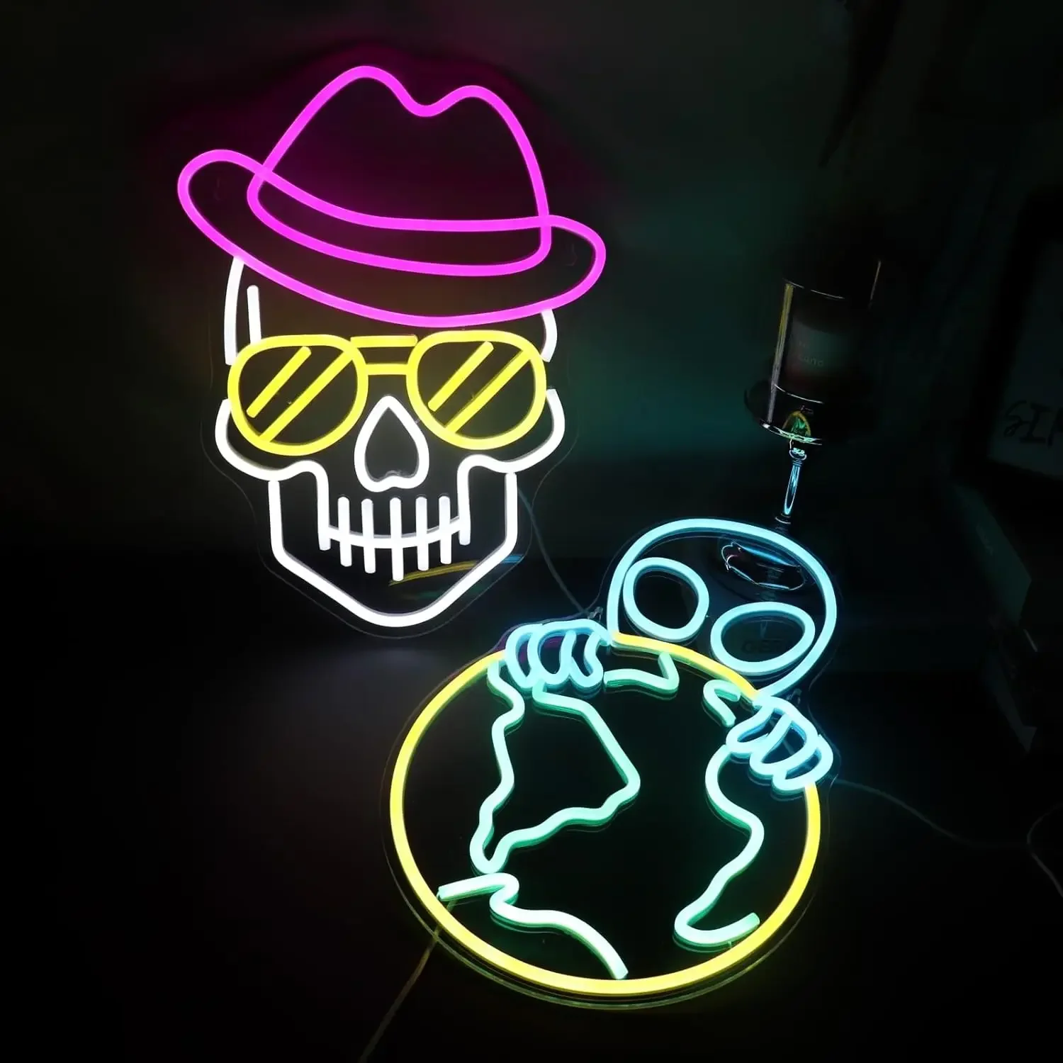 هيكل عظمي علامة ضوء النيون لديكور الجدار ، أدى ، عكس الضوء ، غرفة ، حفلة ، متجر ، نادي ، بار ، كهف رجل ، عيد ميلاد ، هدية فنية #4