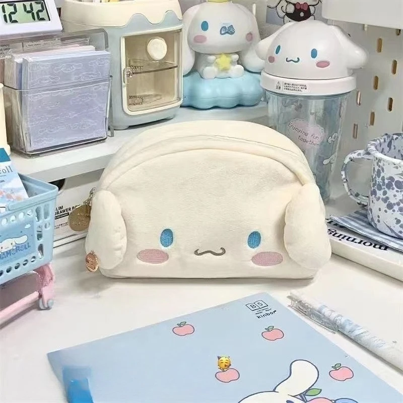 

Cute Cinnamoroll Portable Pencil Case Anime Cartoon Hello Kitty Large Capacity Plush Stationery Storage Bag Cosmetic Bag Gifts