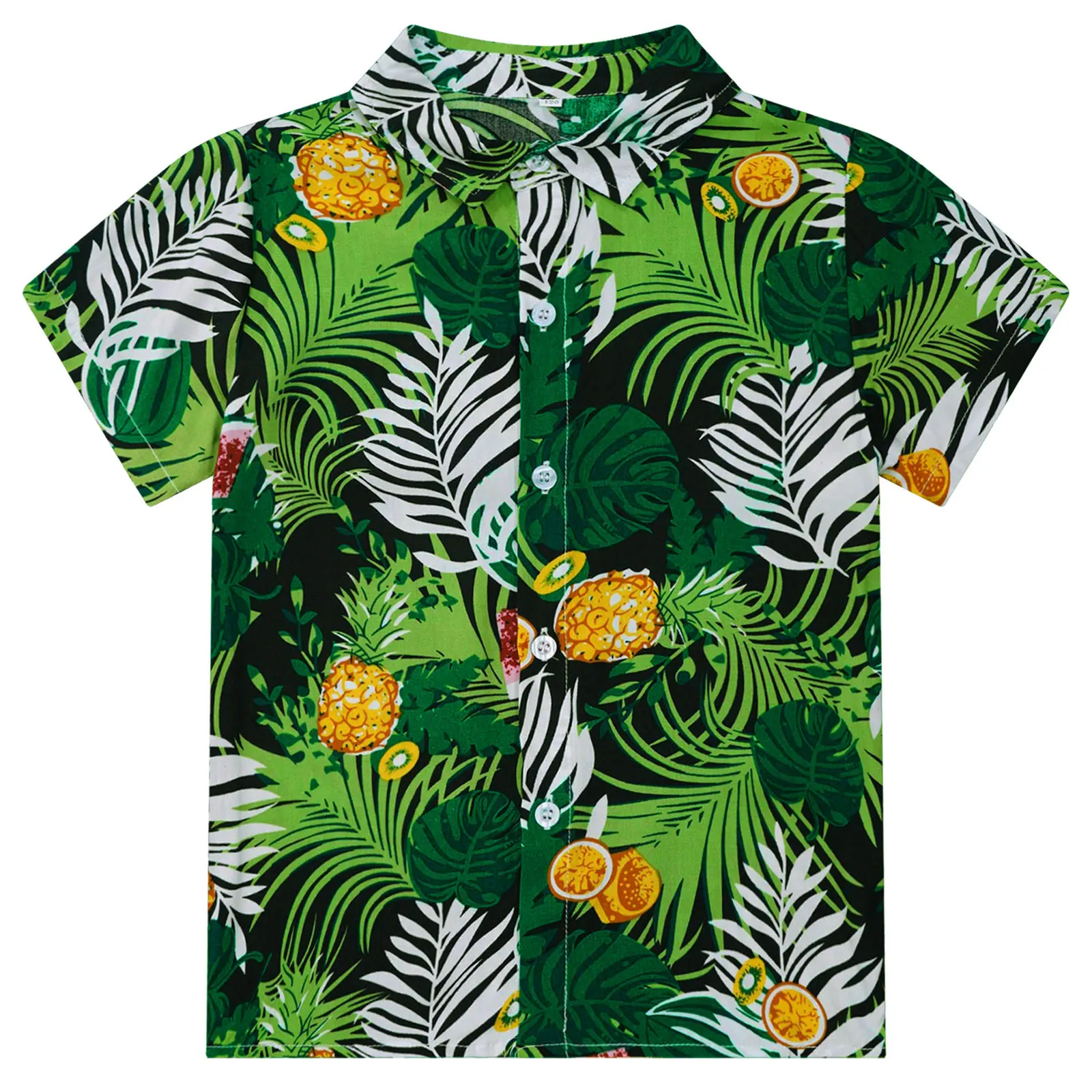 

Boys Shirts Summer Cotton Hawaiian Tropical Graphic Print Short Sleeve Shirt Kids Turn-Down Collar Tee Tops for Vacation Beach