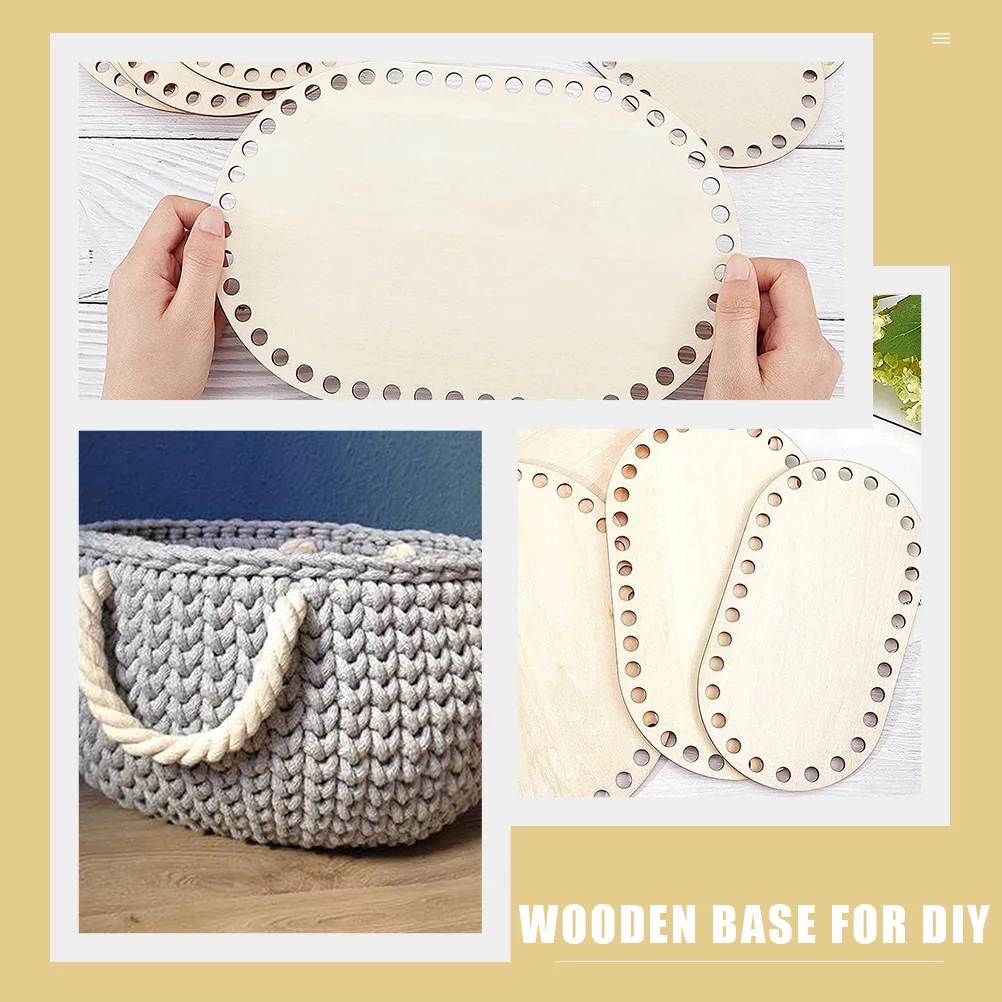

2pcs Decorative Handbag Shaper Wooden Crochet Base Board For Diy Weaving Knitting Durable Convenient Bottom Protector
