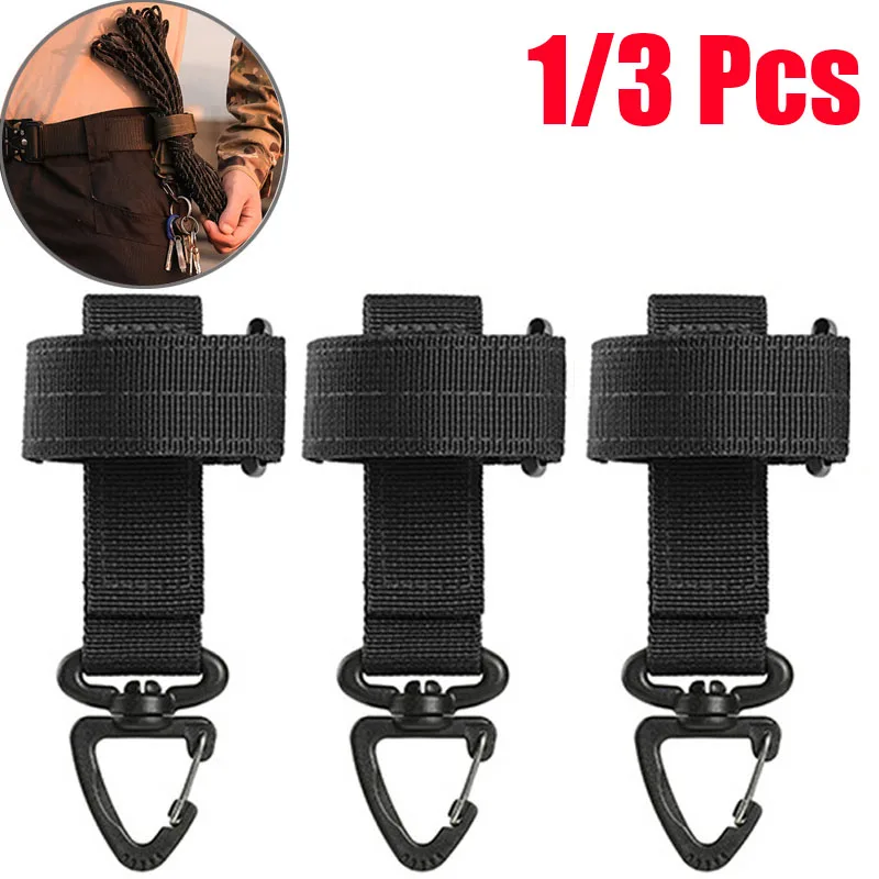 1/3pcs Utility Belt Keeper Molle Gloves Holder Outdoor Keychain Tactical Gear Clip Rope Hanger Hooks for Hunting Climbing