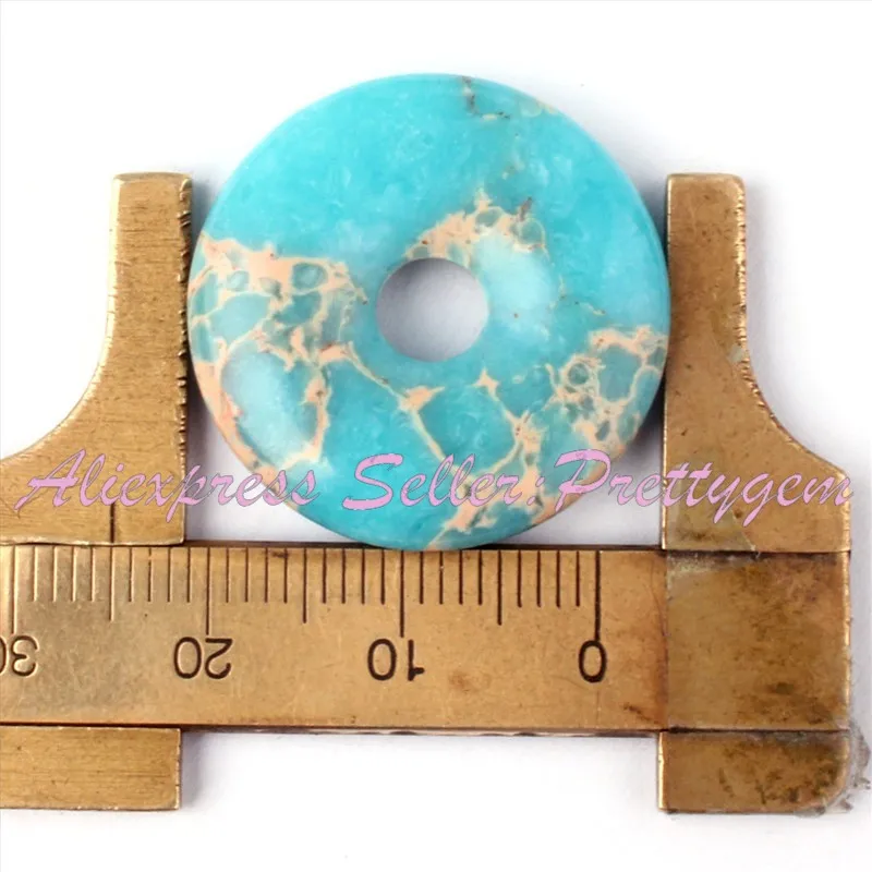 25,30,35mm Round Donut Skyblue Sea Sediment Stone Beads Pendant 1 For DIY Necklace Jewelry Making Pcs Wholesale Free Shipping