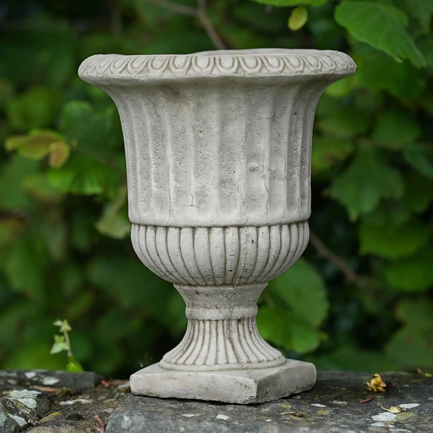 Victorian Stone Urn | Fluted Garden Statue Outdoor Classical Planter Trough Pot