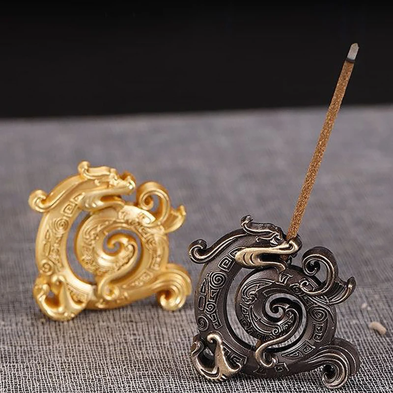 Lucky Feng Shui Copper Chinese Dragon Creative Retro Incense Holder Household Indoor Line Incense Burner Home Decor Craft