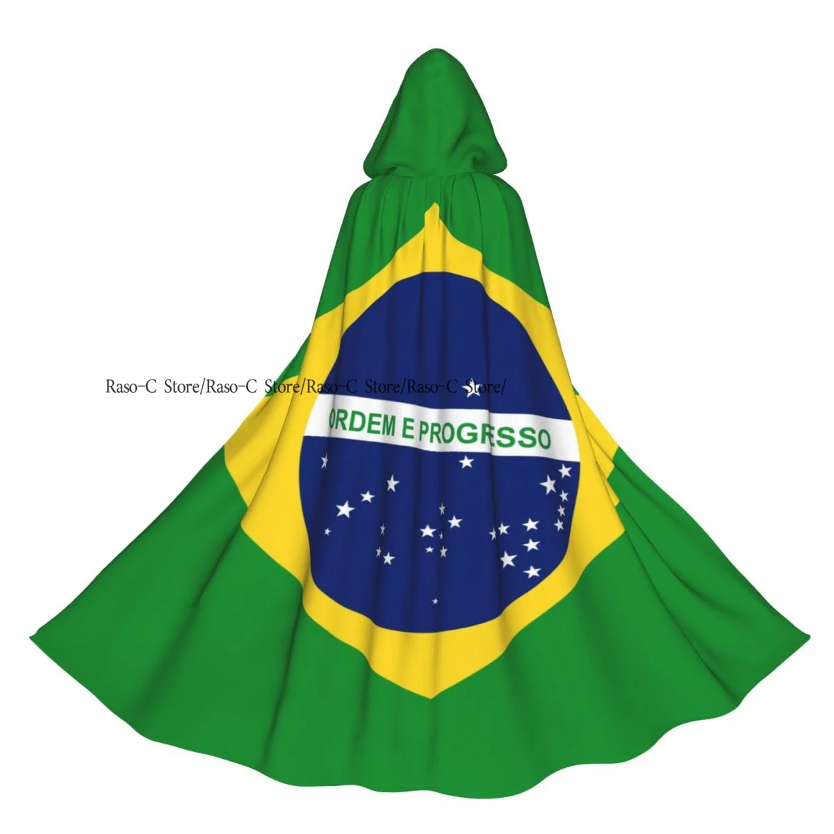 

Adult Cloak Cape Hooded Brazil Flag Medieval Costume Witch Wicca Vampire Elf Purim Carnival Party