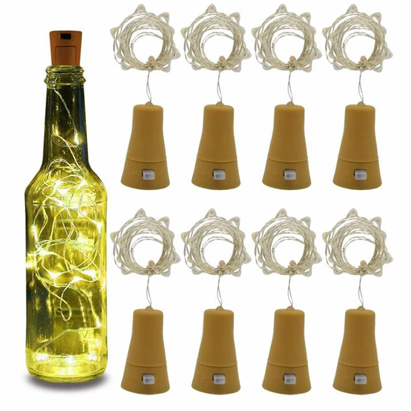 Solar Powered Wine Bottle Cork Festival Outdoor Light Garland Lights Outdoor Fairy Light 1M/2M Shaped LED Copper Wire String