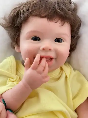 Saskia 18in Open-Eyes Silicone Reborn Girl Harper. Full Soft Silicone Body, 3D Painted Veins With Rooted Hair