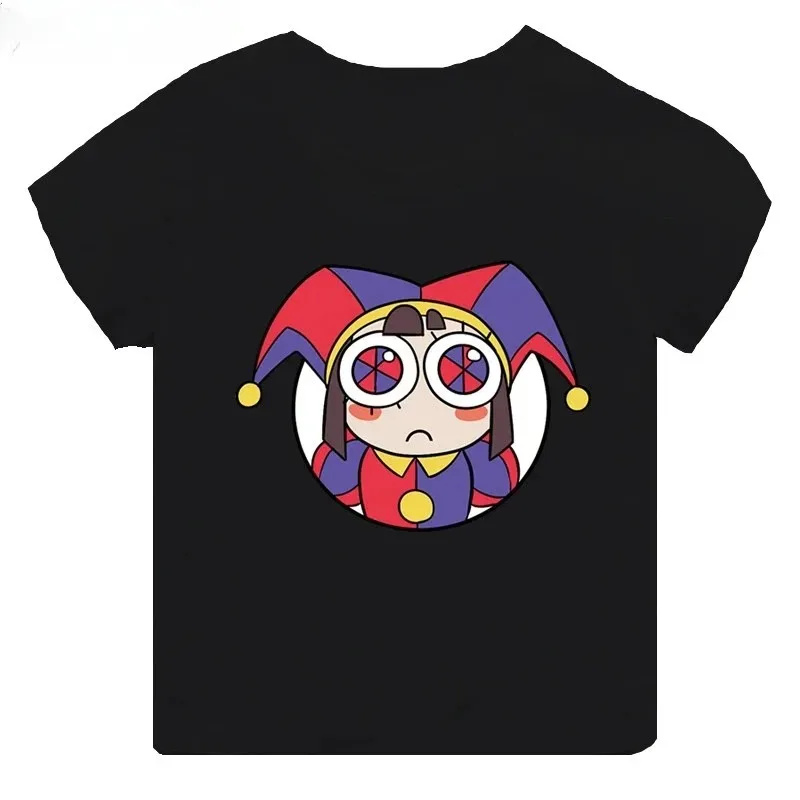 2026 Hot selling magical digital circus printed children's short sleeved T-shirt suitable for boys and girls summer wear
