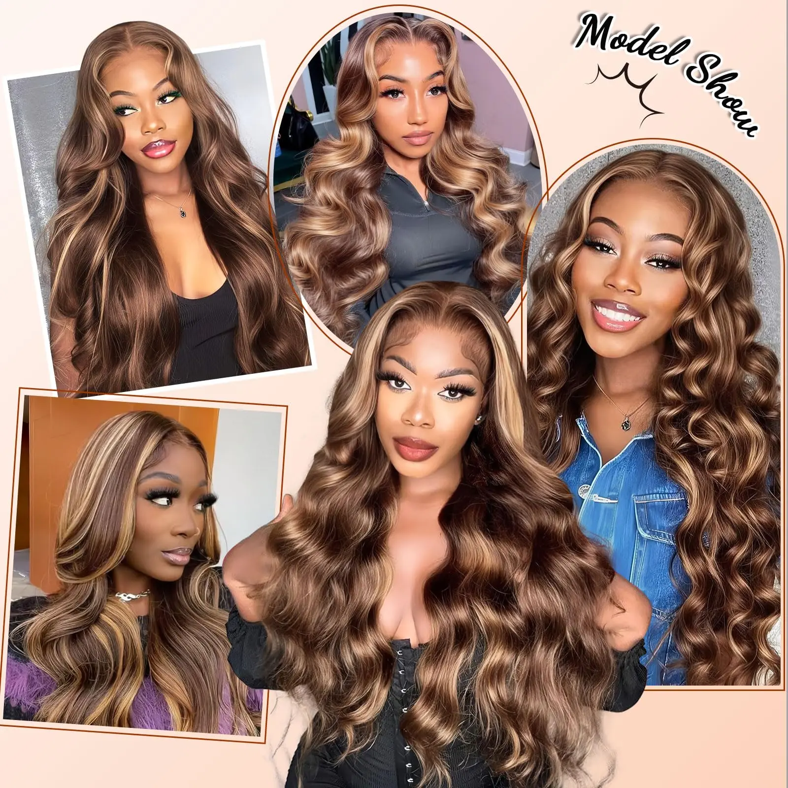 Body Wave 13x4 Hd Transparent Lace Front Wig Colored Highlight Human Hair Wigs For Women Brazilian 4/27 Blonde Pre Plucked Wigs image 6