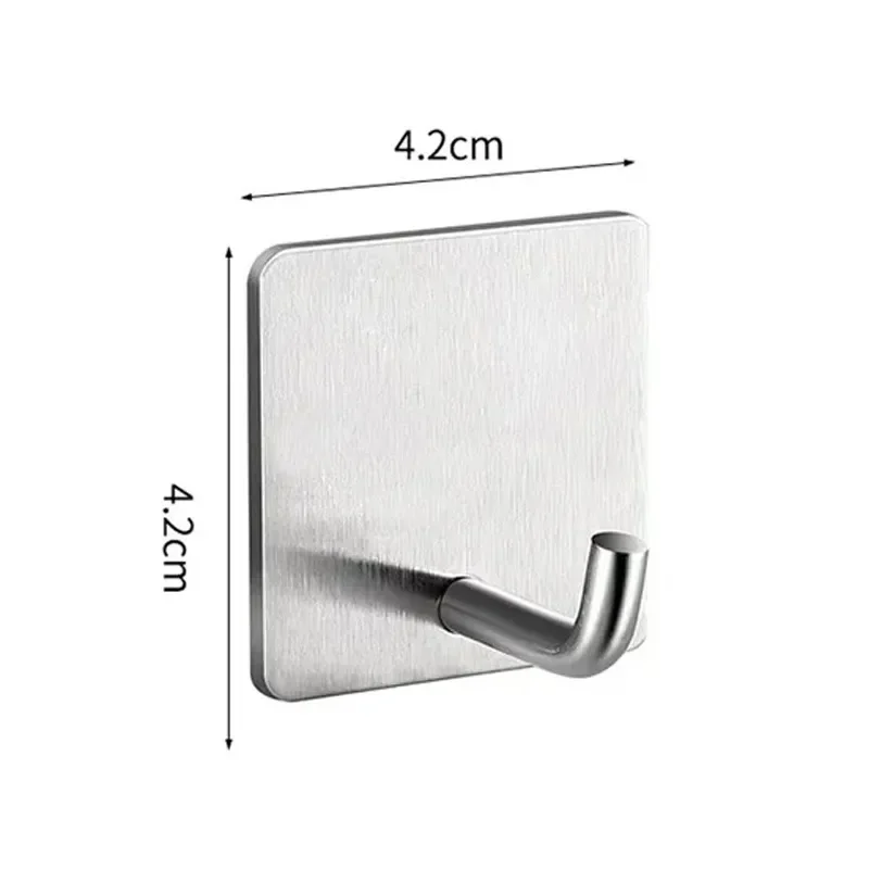 10/1PCS Stainless Steel Wall Hooks Adhesive No Punching Organizer Hanger Multi-purpose Kitchen Bathroom Storage Hardware Hook