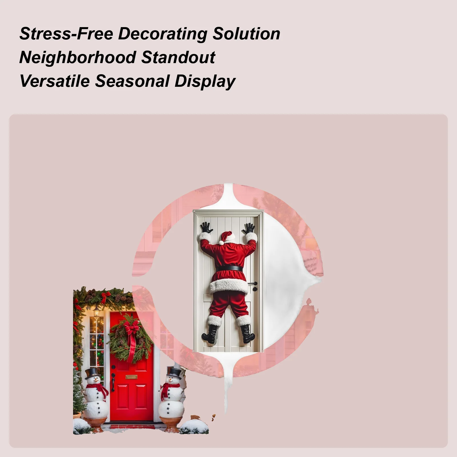 Christmas Door Cover Decoration Seasonal Winter Holiday Santa Claus Background Holiday Door Cover For Indoor Outdoor Home