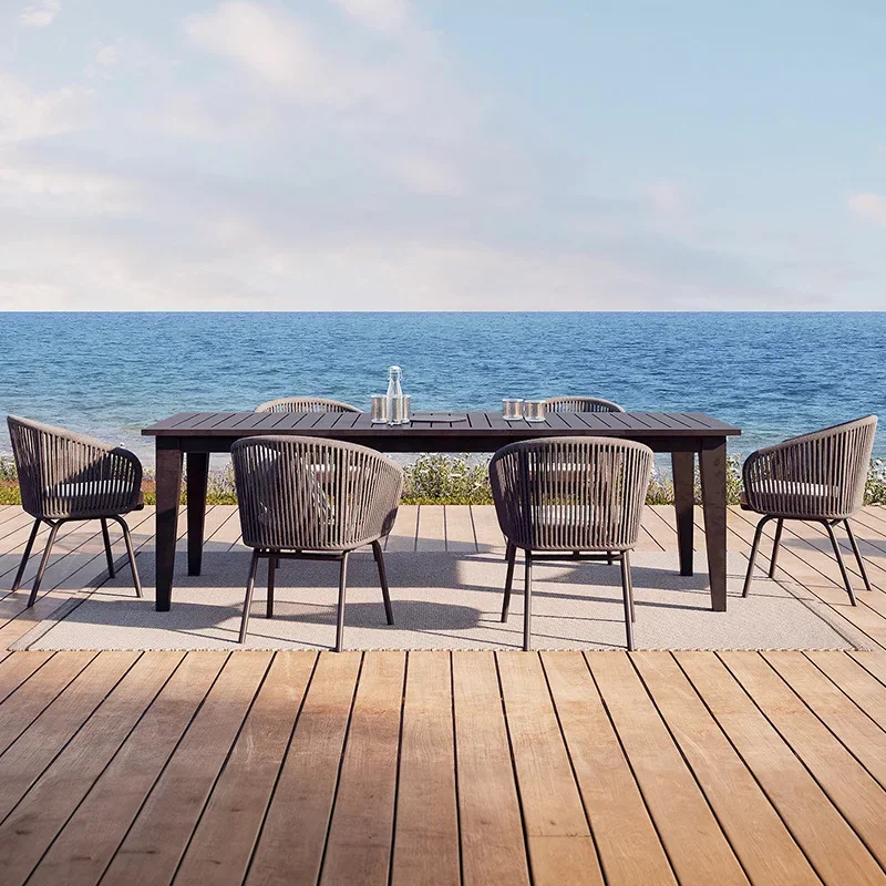 Sunscreen waterproof casual rattan chair, furniture outdoor garden terrace rattan table and chair combination