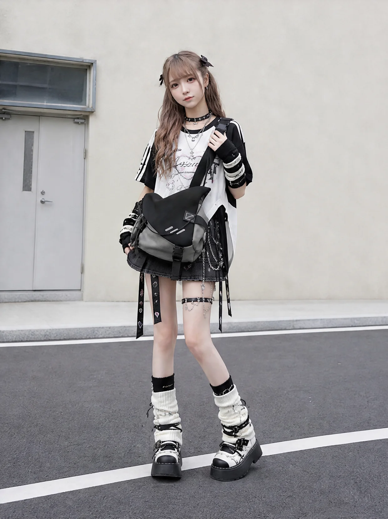 YONAIGA Original Streetwear Unisex Casual Canvas Shoulder Crossbody Bag Geometric Pattern Versatile Lightweight Daily Use
