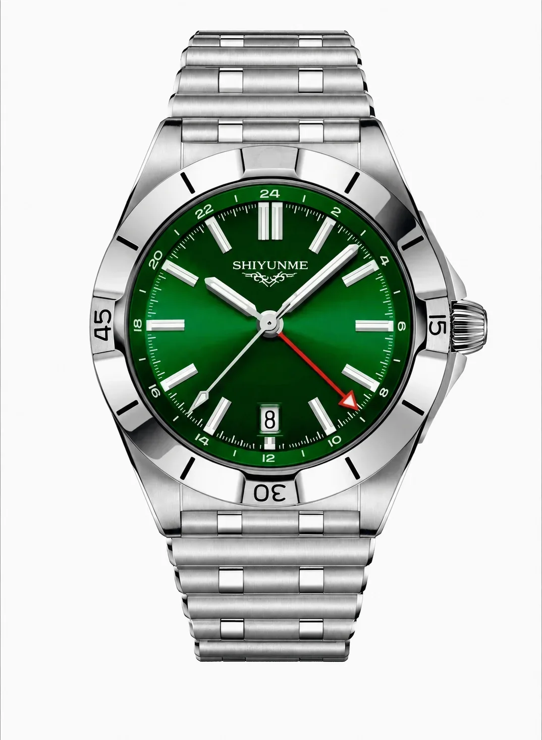 46MM Men's Mechanical Sports Watch with Full-Featured World Time, 904L Stainless Steel