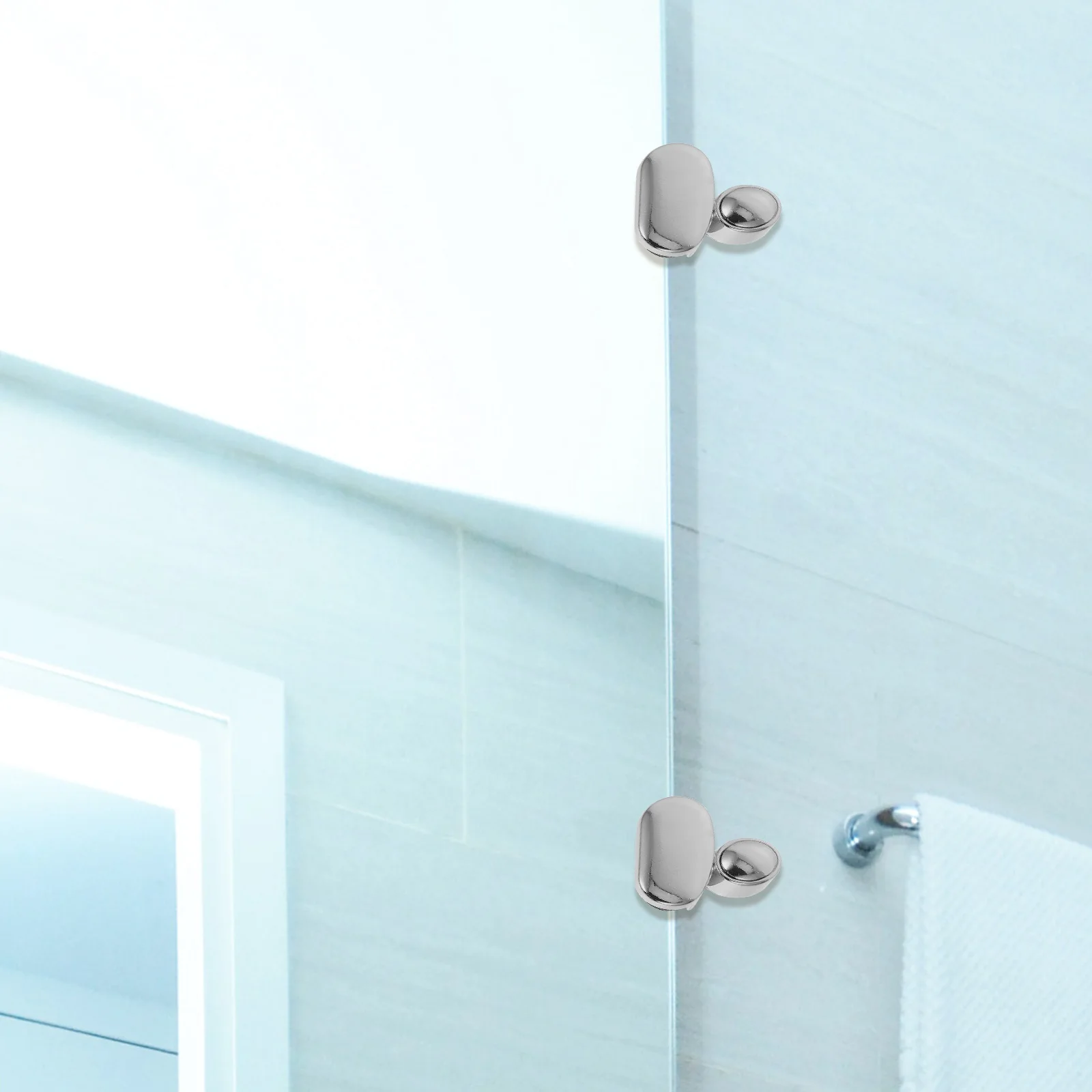 

4Pcs Mirror Fixing Clips Zinc Alloy Glass Holders Punch Free Design Sturdy Long Lasting Silver Tone Zinc Alloy Mirror Clips