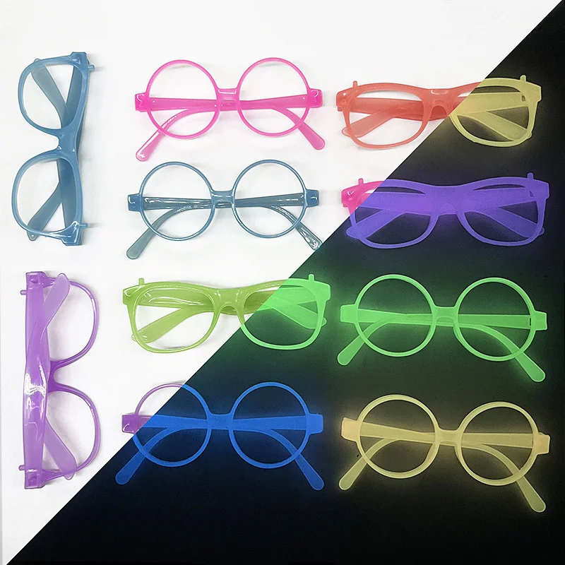 1PC Glow In The Dark Neon Glasses For Party Favors Luminous Retro Frame Eyeglasses Bulk For Birthday Wedding Neon Party Supplies