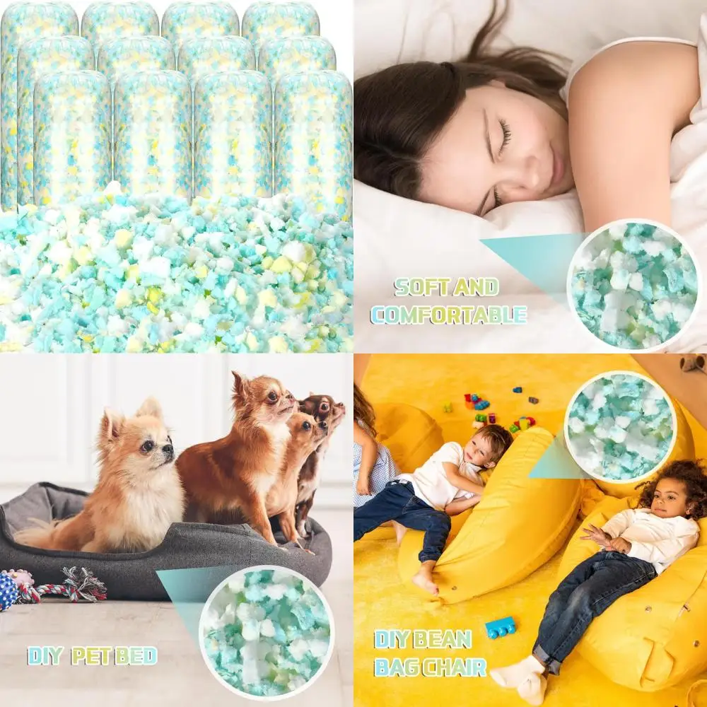 Premium 12-Pack 60 lbs Shredded Memory Foam for Bean Bags & Stuffed Toys, Soft Filling