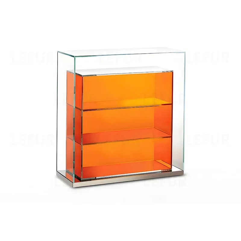 خزانة تخزين على شكل زجاجي مقسى، خزانة عرض لتزيين غرفة المعيشة، زينة نموذجية #1