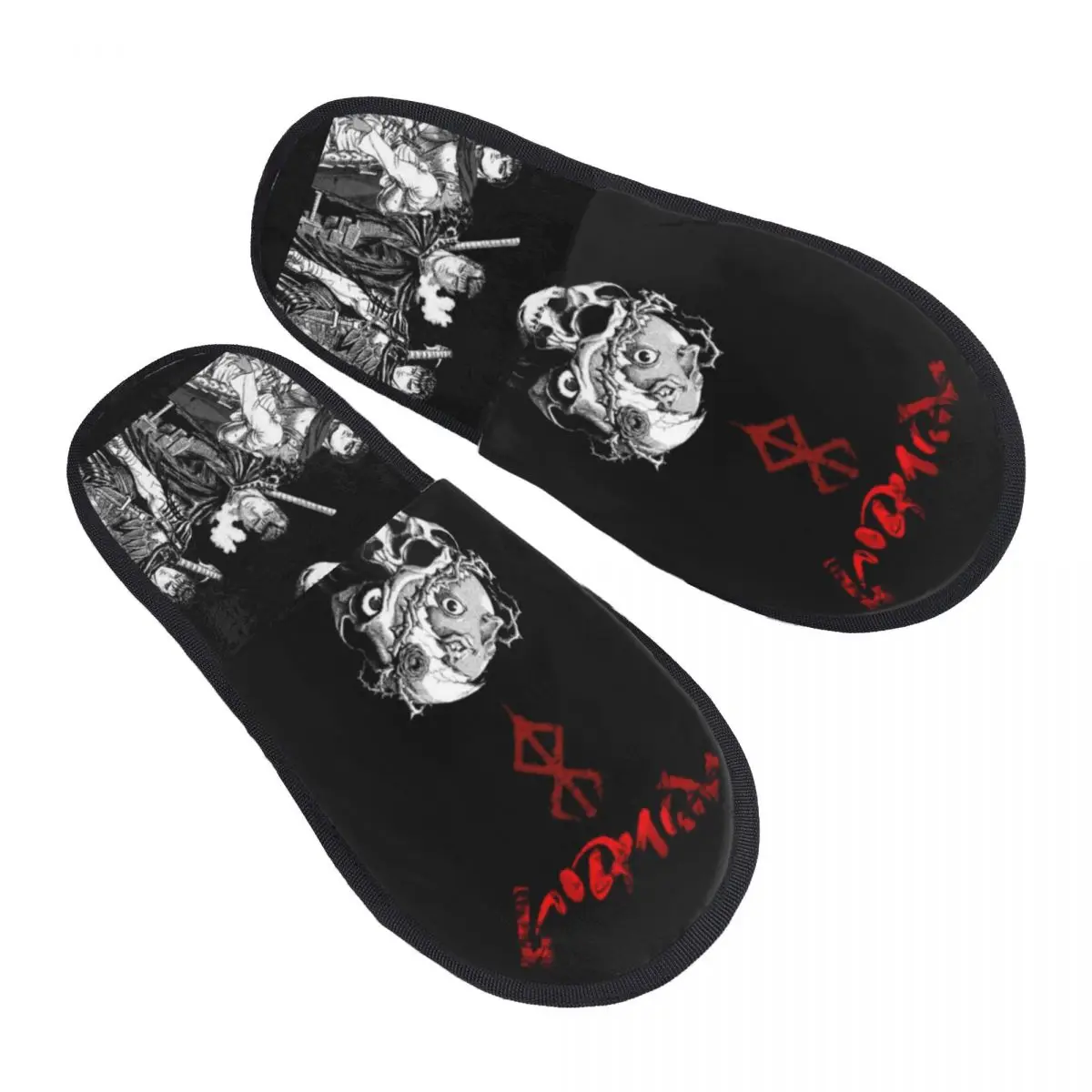 Winter House Cotton Slippers Japan Anime Berserk Accessories Household Fur Slides Slippers Living Room Cozy Anti Slip Slides