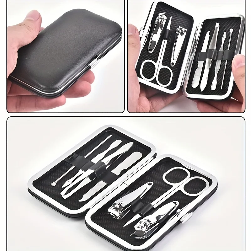Juego de cortaúñas de 7 piezas para uso doméstico, cortaúñas, kit de belleza, cortaúñas, herramientas para uñas, cortaúñas de acero inoxidable, paquete