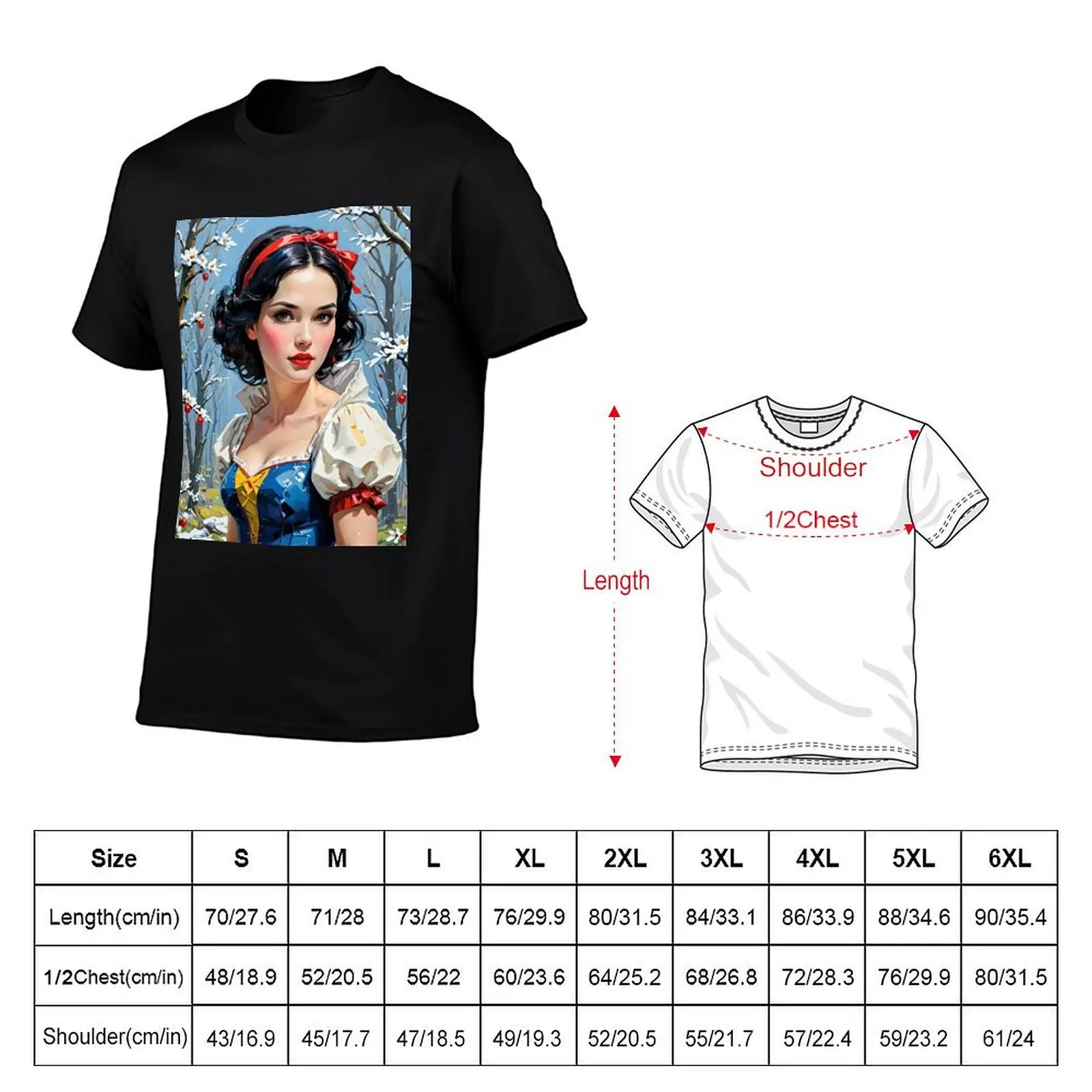 Snow White - Classic Fairytale Princess in Enchanted Snowy Forest Scene T-Shirt Essential Solid Color T-Shirt