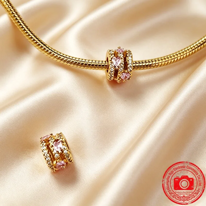 Neue Original-Charms-Perlen, runder Clip-Charm & Eiffelturm & transparenter Pavé-Clip-Charm, passend für Anhänger-Armbänder, Damenschmuck, Geschenk