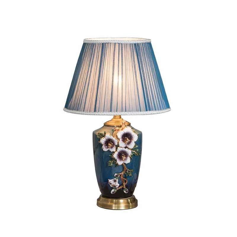 Modern light luxury living room bedroom bedside lamp model room lighting enamel color European high-end luxury ceramic table lam