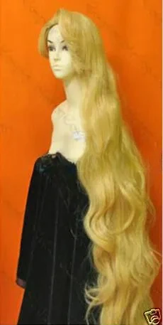 100% Brand New High Quality Fashion Picture full lace wigs 150cm Hot sell about Cosplay Rapunzel Custom Styled Golden Blond