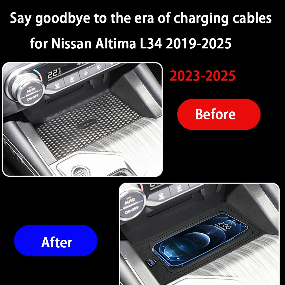 for Nissan Altima L34 2019-2025 Center Console Storage Wireless Mobile Phone Charger QI 18W iPhone Magsafe Fast Charging Panel - Image 3