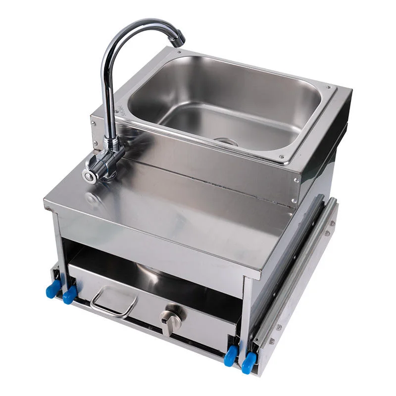 RV Pull Out Stove Sink Combo Gas Cooker with Sink for Campervan Caravan Travel Trailer Motorhome