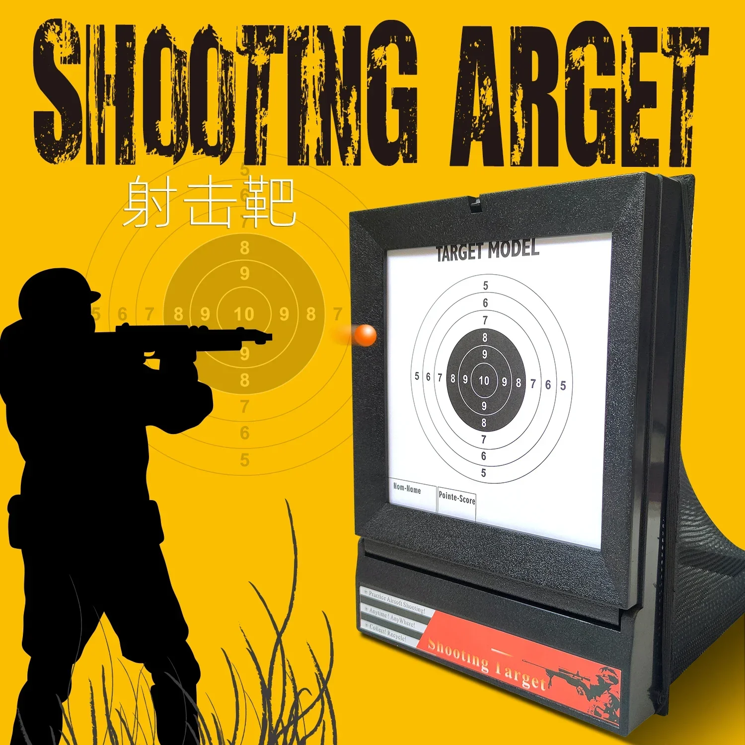 aeg-q1-airsoft-target-with-trap-net-catcher-stand-and-paper-target-for-airsoft-gun-training-shooting-bb-pellets-indoor-outdoor