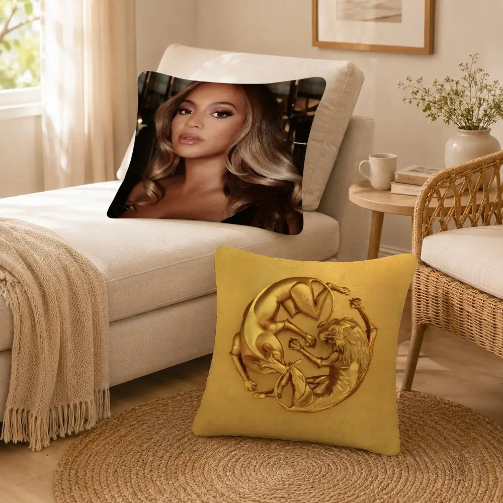 Singer Pop RnB Beyonce Cushion Cover Soft Throw Pillow Cover Washable Plush Cushion Case for Sofa Bed Living Room