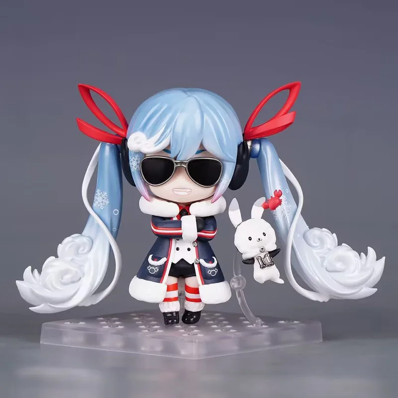 Hatsune Miku Snow Miku Nendoroid 1800 Q Version Posable Interchangeable Face Boxed PVC Figure Toy Desktop Collectible Doll Gift view 4