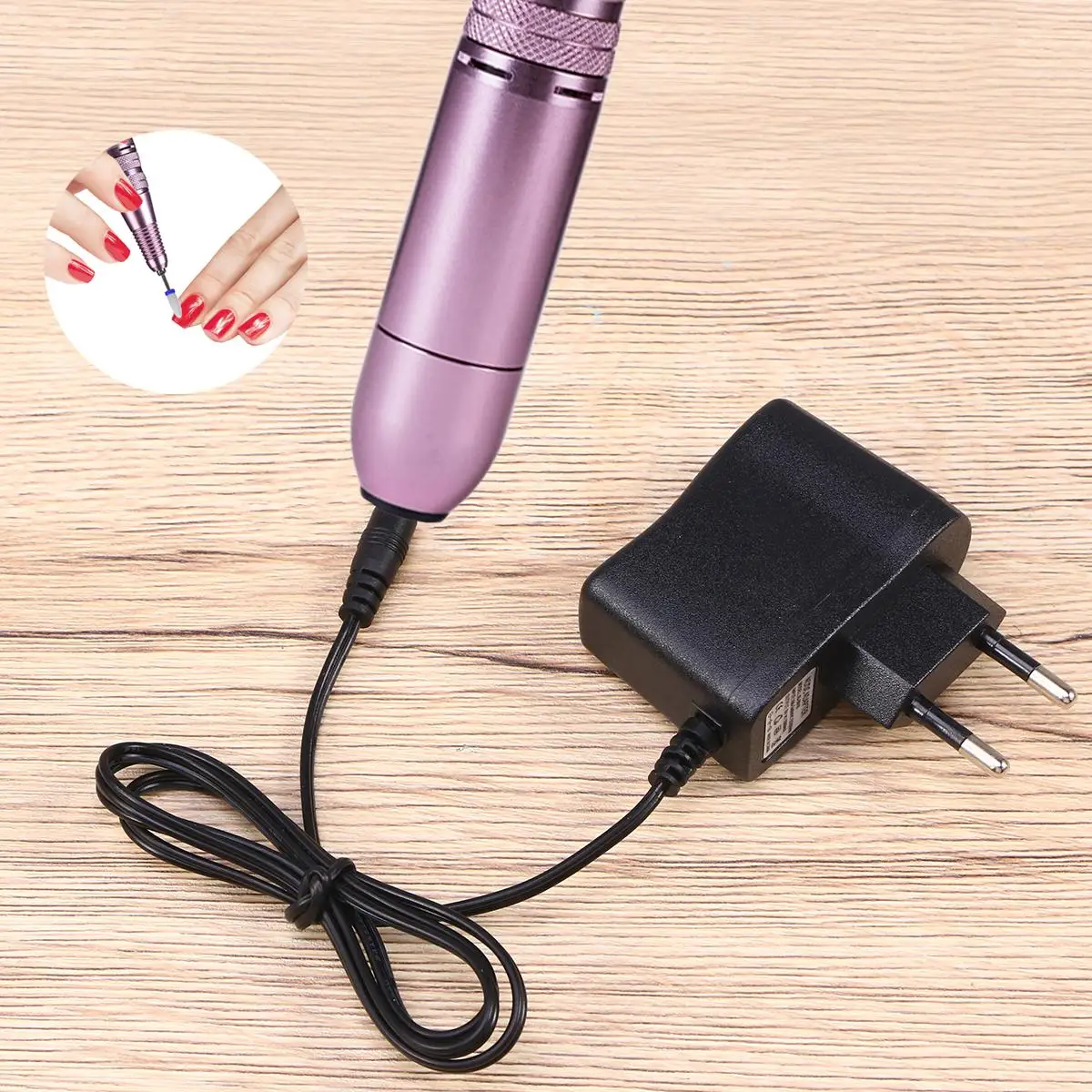 Manicure Machine Power Adapter Compatible Electric Nail Grinder with Long Working Time for Daily Use Supply Kits