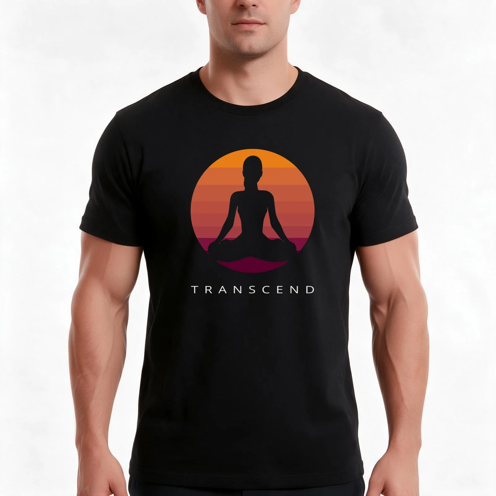 Transcend - Transcendental Meditation Retro Art T-Shirt, Summer Casual Cotton Tee, Oversized Streetwear Tops, Unisex Men Women