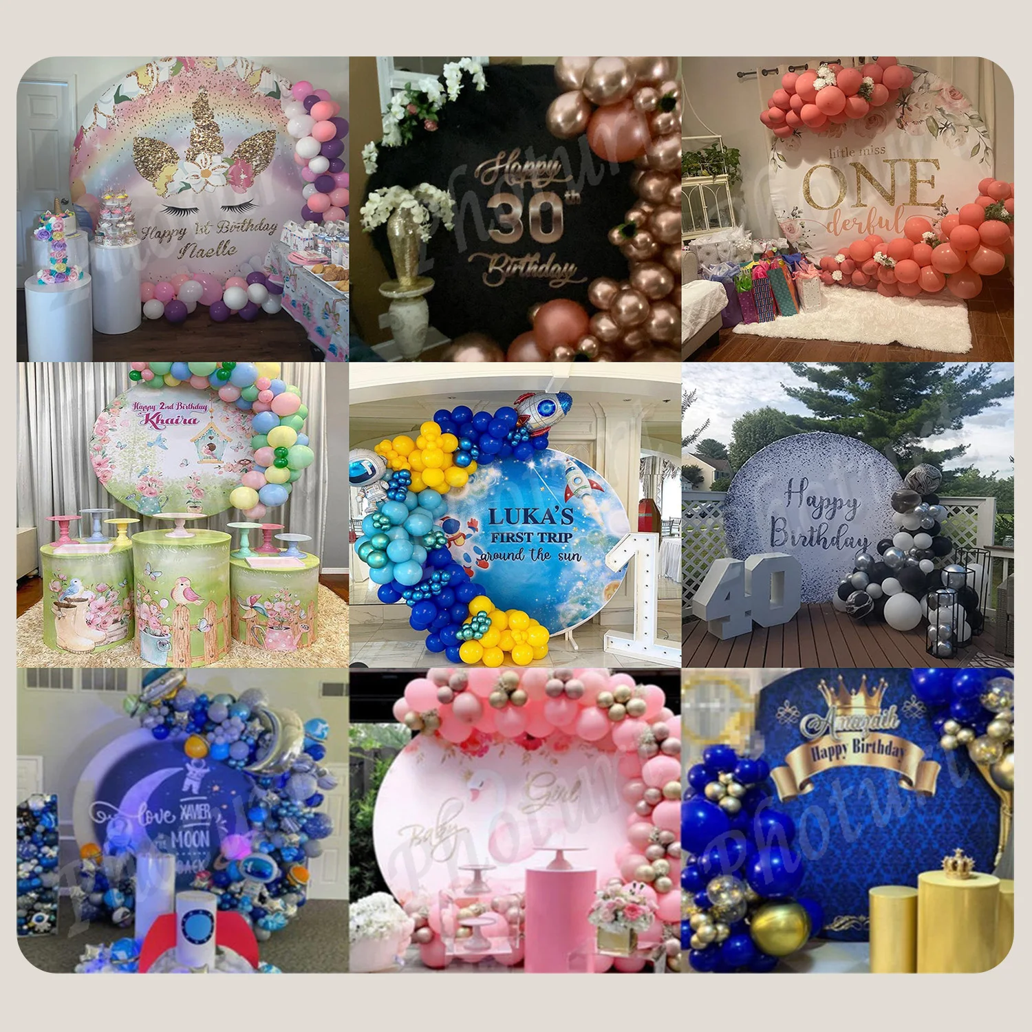 Round Royal Crown Mickey Backdrop Castle Circle Cylinder Surface Banner Birthday Newborn Shower Background Decoration Props